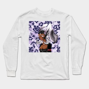 fran the archery woman in fantasy floral ecopop design Long Sleeve T-Shirt